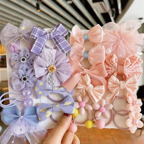 Vista 8 de FZBNSRKO 44 lazos para el pelo con flores coloridas, lazos para el pelo hechos a mano, lindos lazos para el pelo de niñas/lazos elásticos coloridos