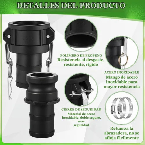 Vista 3 de Juego de 2 accesorios Camlock de 2 pulgadas tipo C y E Tipo C&e