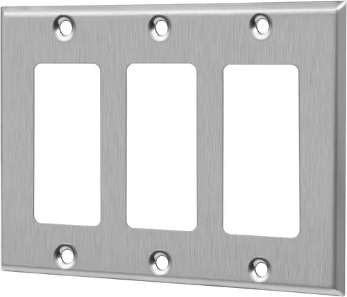 Vista 24 de ENERLITES Placa decorativa doble de metal para interruptor o receptáculo, placa de pared de acero inoxidable, resistente a la corrosión