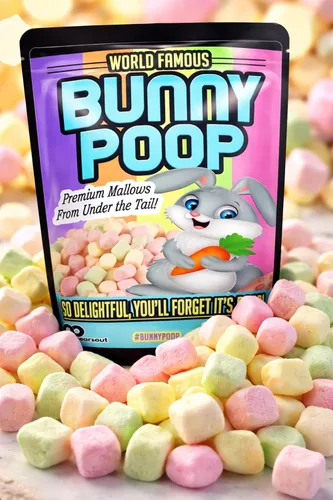 Vista 2 de Malvaviscos de caca de conejo, divertido regalo de broma de dulces de Pascua, mini bolsas de bocadillos de malva coloridas, rellenos de cesta