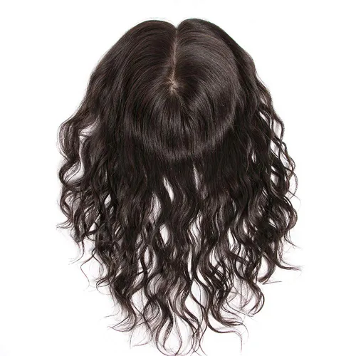 Vista 4 de RemeeHi Toppers de cabello humano con clip en pieza rizada para mujeres con cabello delgado, parte natural, base de seda invisible, 5.5x5.5 in
