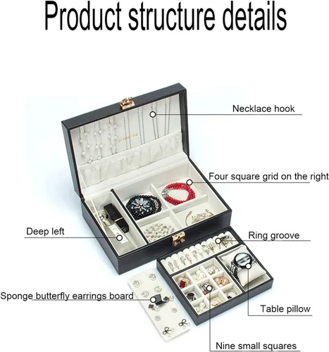 Vista 8 de LQIAN Jewelry Box for Women Girls Travel Case Necklace Ring Earrings Organizer joyeros organizador de Mujer
