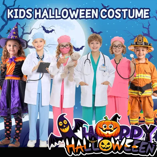 Vista 7 de Doctor Costume for Kids-12pcs Kids Dress Up Set,Career Day Halloween,Doctor Pretend Play Kit age 3-12 Boy Girl