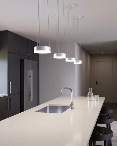 Vista 5 de Sonneman Modern Lighting 2311.16 Corona - Lámpara colgante LED con anillo de 1 luz para isla de cocina o comedor con cubierta acrílica, cable