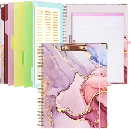 Vista 16 de Ospelelf Portapapeles con almacenamiento de 8.5 x 11, organizador de padfolio, cartera en espiral, tamaño carta con bloc de notas, soporte