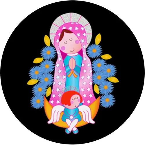 Vista 3 de Virgen de Guadalupe PopSockets PopSockets Negros Religiosos PopGrip: Agarre intercambiable para teléfonos y tabletas