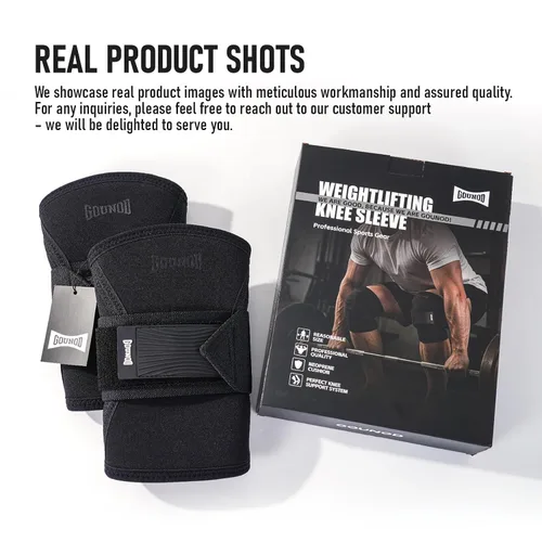 Vista 8 de GOUNOD Knee Sleeves for Weightlifting with Wraparound Straps 7mm