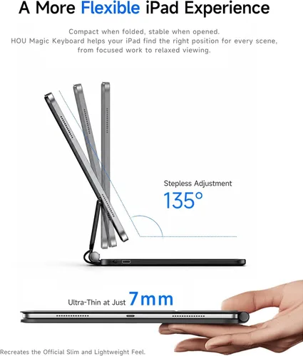 Vista 4 de HOU Funda para iPad Pro de 11 pulgadas con teclado M5 2025/M4 2024 (SOLAMENTE), funda de teclado Magic Keyboard iPad Pro de 11 pulgadas
