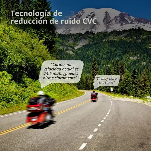 Vista 8 de EJEAS V4 Plus Sistema de Comunicación de Casco, Auriculares Bluetooth V5.1 para Motocicleta 1500m con Intercomunicador de Casco, Reducción
