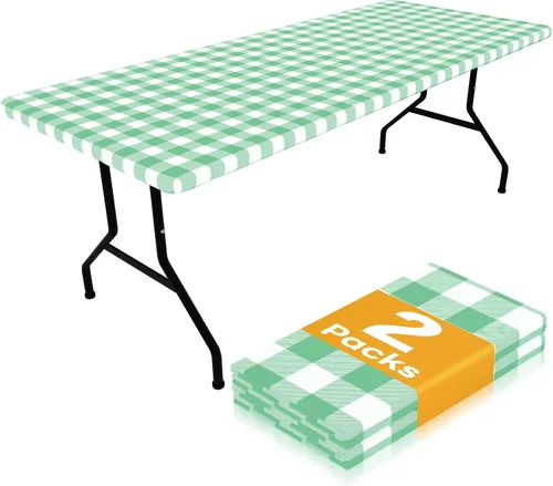 Vista 25 de Smiry Mantel de Mesa de Picnic Paquete de 2, Manteles Ajustables Elásticos Impermeables para Mesas Rectangulares de 18 x 72 pulgadas, Mantel