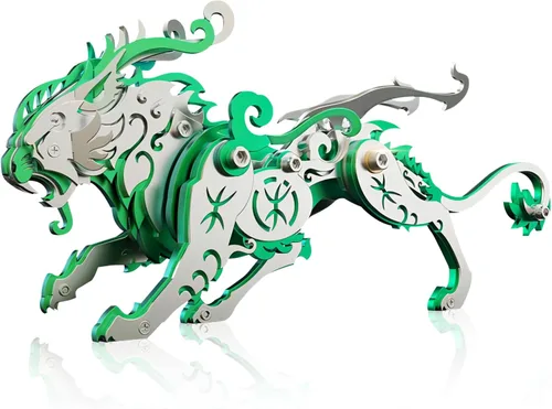 Vista 32 de Kits de modelo de metal 3D, rompecabezas de metal 3D de lobo mecánico, serie de animales de acero DIY, rompecabezas simples 3D, decoración
