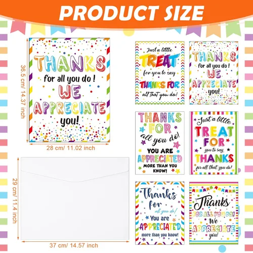 Vista 2 de Teling Paquete de 6 Tarjetas de Agradecimiento Muy Grandes con Sobre Tarjetas de Felicitación Jumbo de Apreciación Tarjetas de Agradecimiento