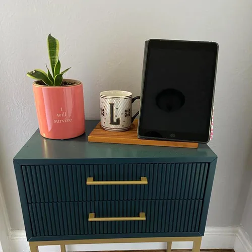 Vista 8 de LITIVY Marcador de madera triangular, pequeña estantería con soporte para bebidas, soporte de lectura de libros de madera con ranuras, soporte