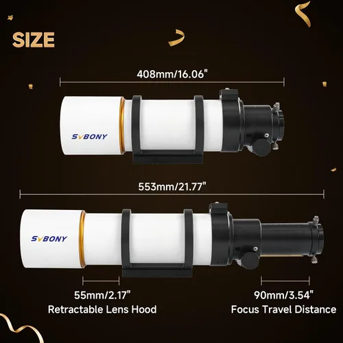 Vista 7 de SVBONY SV48P Telescopio, Apertura de 90mm F5.5 Refractor OTA para Adultos Principiantes, Telescopio para Astrónomos Adultos y Principiantes