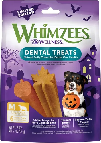 Vista 12 de WHIMZEES by Wellness Stix - Masticables dentales naturales para perros, golosinas de larga duración, sin granos, refresca el aliento, raza extra