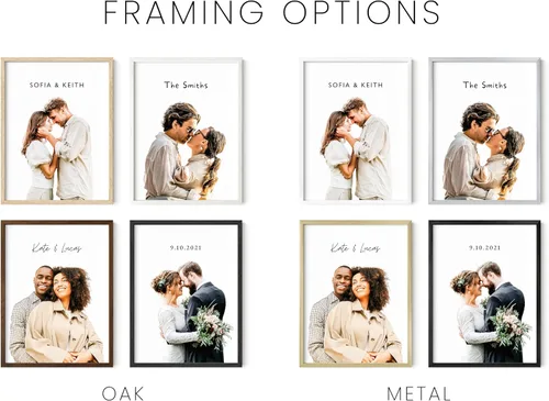 Vista 4 de HAUS AND HUES Póster personalizado de retrato de pareja, añade tu foto para una impresión personalizada, gran regalo para bodas, recién casados