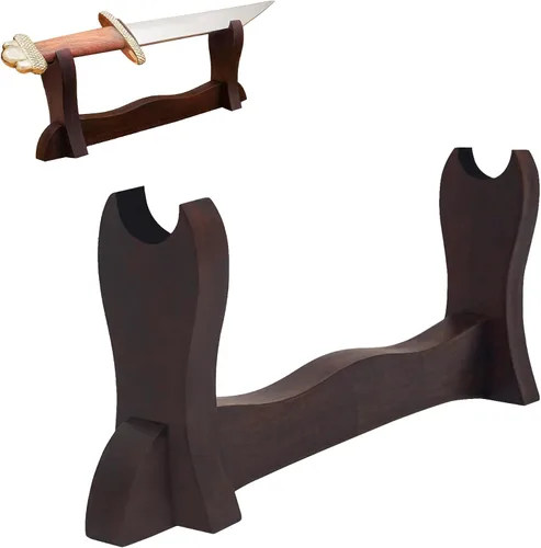 Vista 9 de Lord of Battles Soporte medieval de madera maciza para espada, soporte para espada, exhibición de espada de gladiador, soporte para espada katana