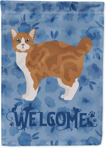 Vista 236 de Caroline's Treasures CK4813CHF - Bandera de bienvenida con gato abisinio azul, manga grande, para porche, para colgar en la pared, poliéster