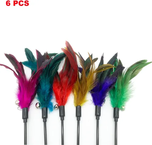 Vista 3 de CATENAS - 6 juguetes de plumas para gatos, varita interactiva para gatos