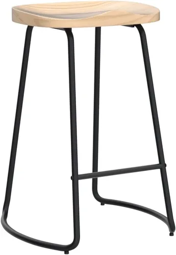Vista 4 de HeuGah - Juego de 2 taburetes de bar de madera de 26 pulgadas para isla de cocina Madera clara