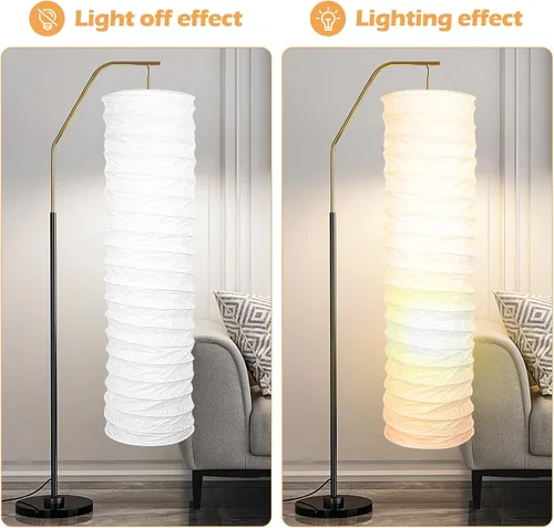 Vista 5 de Uonlytech Pantalla de lámpara de pie de papel, estilo nórdico, cubierta de luz de mesa, protector de lámpara de barril para el hogar, hotel, mesita