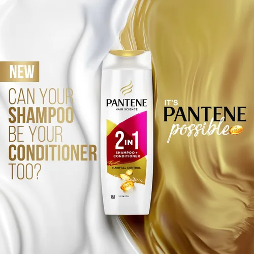 Vista 5 de Pantene Champú + acondicionador 2 en 1 anti caída del cabello, 11.5 fl oz