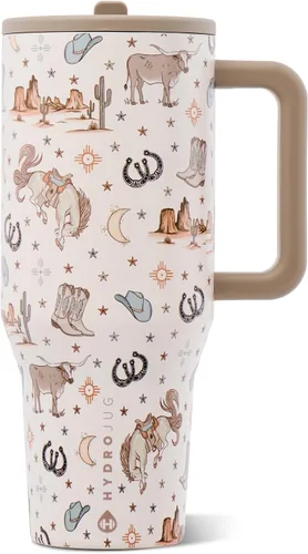 Vista 54 de HydroJug Traveler - Botella de agua de 40 onzas con asa y pajita abatible - Cabe en portavasos, vaso resistente a fugas - Reutilizable, aislado