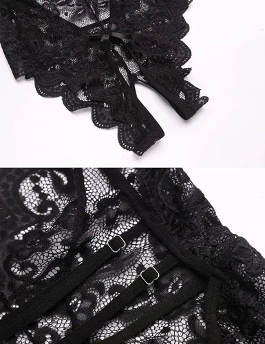Vista 5 de Lencería de encaje para mujer, babydoll floral, ropa de dormir de una pieza