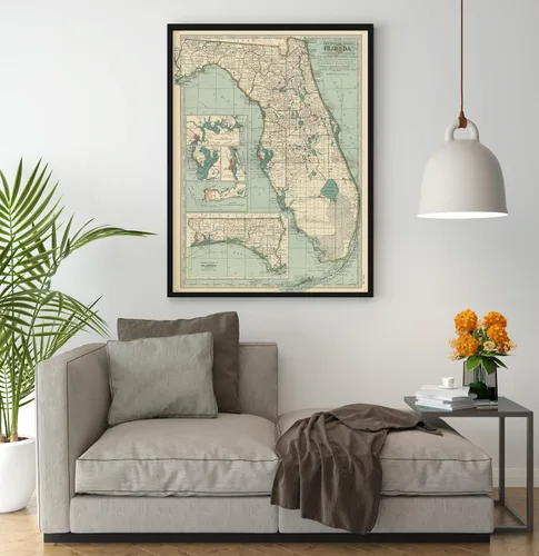 Vista 3 de Mapa histórico - Florida 1899 - Arte de pared vintage - 18 x 24 pulgadas