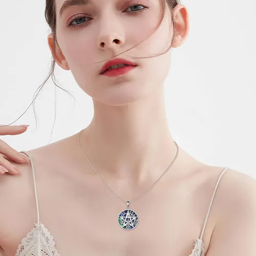 Vista 2 de CUPENDA Collar de plata de ley con colgante de zorroserpienteunicorniobúho en la lunaconejocaballo, joyería de regalo para mujeres, mamá, hermana