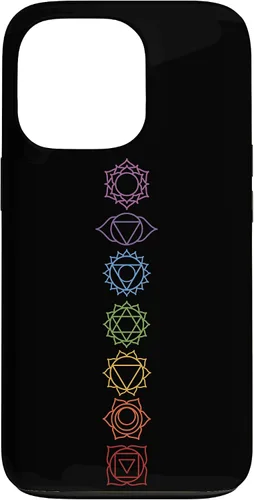 Vista 10 de Funda para iPhone 13 Pro Max, regalo espiritual Zen Rainbow Chakras alineados para amantes del yoga