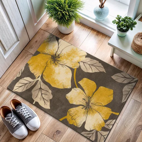 Vista 18 de CAMILSON Solana - Alfombra moderna con diseño floral de 2 x 3 pies, antideslizante y parte trasera de goma, negro - flores grises, alfombra