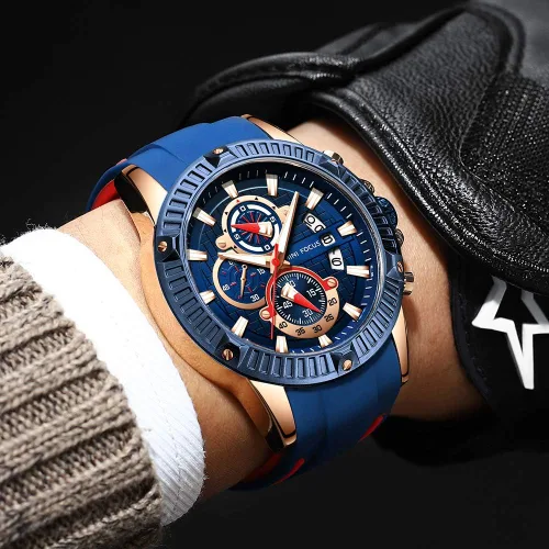 Vista 2 de Mini Focus Men Watch Casual Fashion Wrist Watches (ChronographWaterproofLuminousCalendar) Silicon Band Quartz Watches for Men