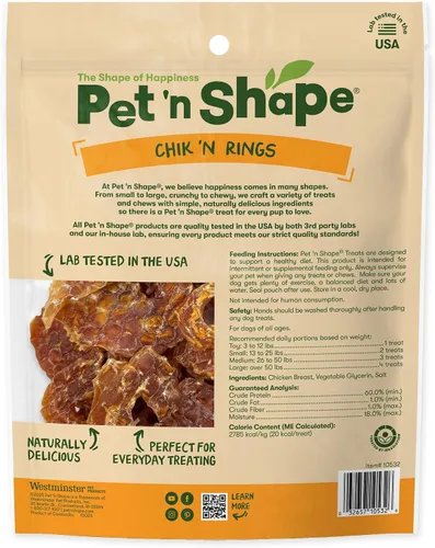 Vista 2 de Pet 'n Shape Chik 'n Rings, golosinas naturales de pechuga de pollo para perros, 32 onzas
