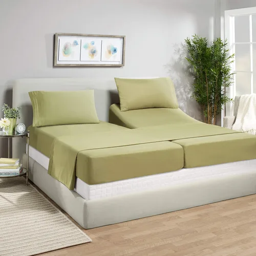 Vista 35 de Juego de sábanas de lujo Juego de cama de lujo, bolsillo extra profundo Juego de sábanas ajustable, sábana de arriba y 2 fundas de almohada, ropa