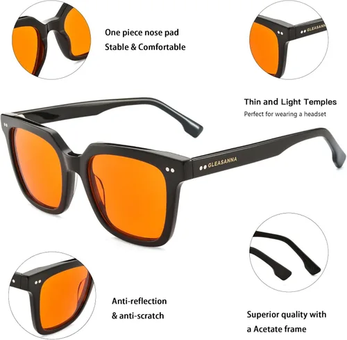 Vista 2 de 99.9% Blue Light Blocking Glasses, AR Coating, Computer Screens Gaming for Men Women, Stop Eyestrain, Better Sleep