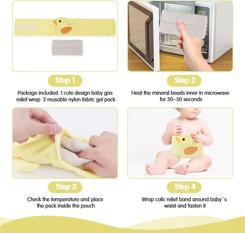 Vista 6 de Hilph Alivio de cólicos y gases para bebés recién nacidos, envoltura térmica para barriga, cinturón de envoltura de bebé, alivio natural