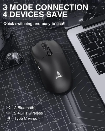 Vista 2 de SM800 - Ratón inalámbrico para juegos, 26K DPI, 2.05 oz, ultra ligero, trimodo tipo C, con cableBluetooth2.4GHz, botones programables, compatible