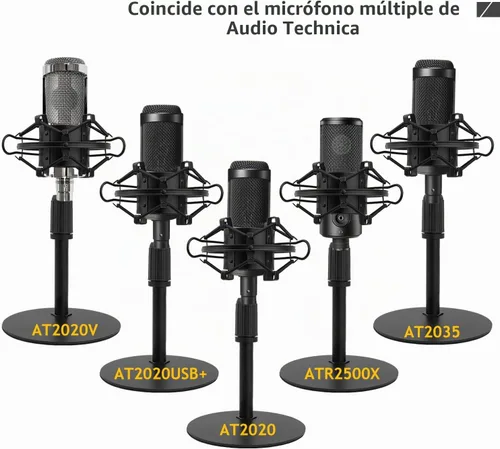 Vista 3 de Audio Technica Soporte de micrófono AT2020 con parabrisas de espuma de montaje de choque, soporte de micrófono AT2020 con soporte de choque