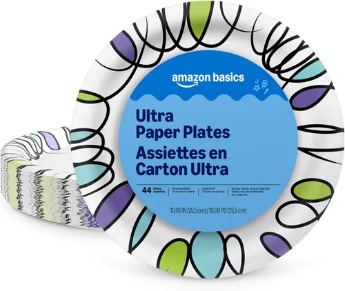 Vista 7 de Amazon Basics Ultra - Platos de papel, 8.62 pulgadas, desechables, 64