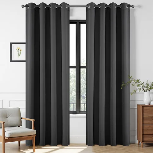 Vista 64 de Joydeco - Juego de 2 paneles de cortinas opacas de 63 pulgadas, 2 cortinas largas con aislamiento térmico burg, cortinas de oscurecimiento