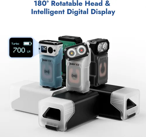 Vista 3 de WUBEN X3 Mini linterna recargable con base de carga 180 grados Linterna tipo llavero EDC Gira Ip65 Impermeable Imán Linterna de bolsillo 10 modos