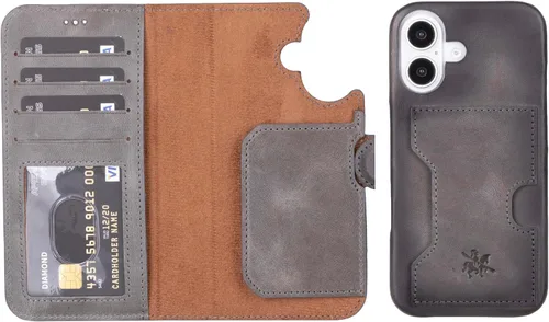 Vista 83 de Venito Florence - Funda de piel compatible con Samsung Galaxy S9, extra segura con bloqueo RFID, cartera desmontable para teléfono (gris decolorado)