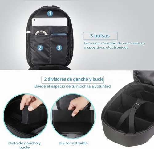Vista 3 de JSVER Estuche de transporte para DJI Mini impermeable a prueba de golpes mochila compatible con DJI Mini/Air/Mavic 1/AVATA Remote & Smart