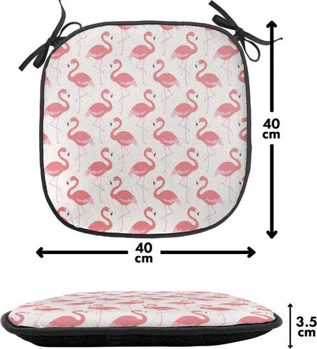 Vista 4 de Ambesonne Flamingo - Cojín de asiento para silla, diseño de fantasía exótica con elementos de vida silvestre hawaiana en colores pastel, acolchado