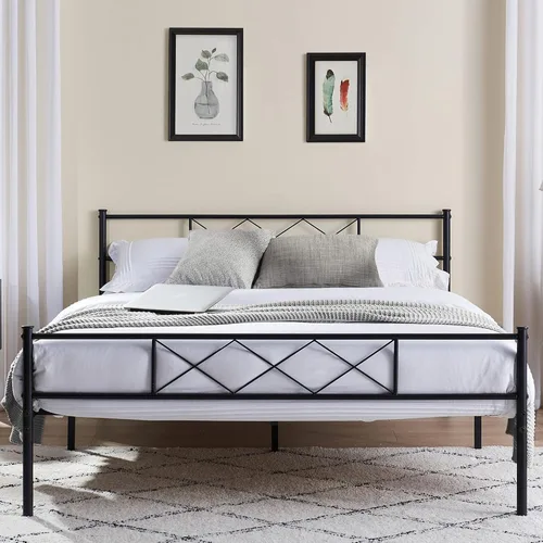 Vista 11 de VECELO Base de cama de tamaño individual con cabecero, base de cama resistente con listones de metal fuertes, no necesita somier y fácil montaje