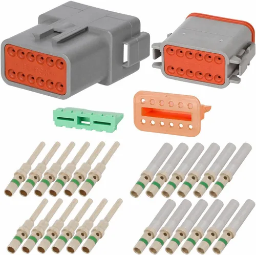 Vista 4 de FridayParts DT Deutsch Kit de conectores impermeables con contactos sólidos de 14 AWG (1 juego de 2/3/4/6 pines)