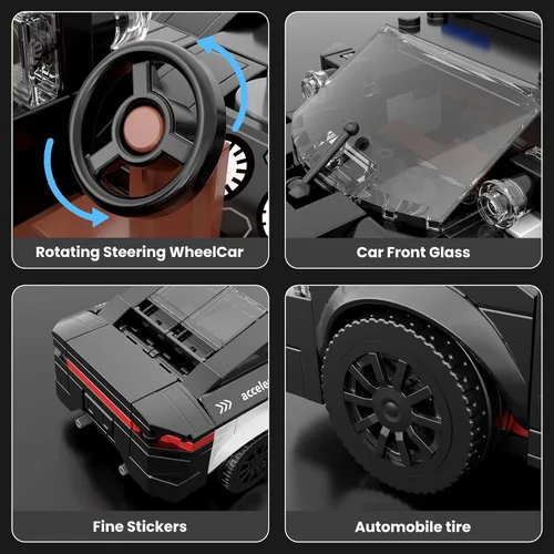 Vista 3 de Mould King Speed Champion Hellcat - Kit de construcción de automóviles, modelo de juguetes de automóvil de carreras MOC, juego de bloques
