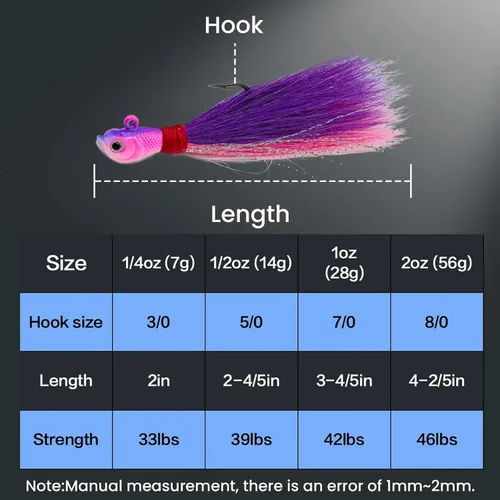 Vista 4 de Bucktail Jigs Saltwater 3Pcs/5Pcs Fish Hair Jig Lure Hooks,Fishing Hair Swimbait Jig Head Deer Hair Jig Surf Fishing for Walleye Striper