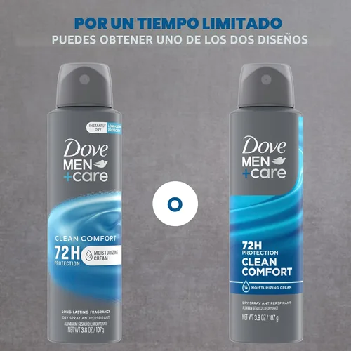 Vista 3 de Dove Men+Care Desodorante antitranspirante Dry Spray Clean Comfort para hombres, protección contra el sudor y el olor de 72 horas con tecnología